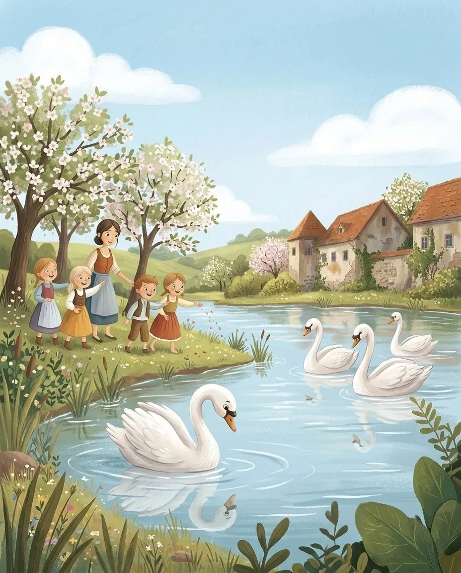 Un jeune cygne blanc sur le lac au printemps