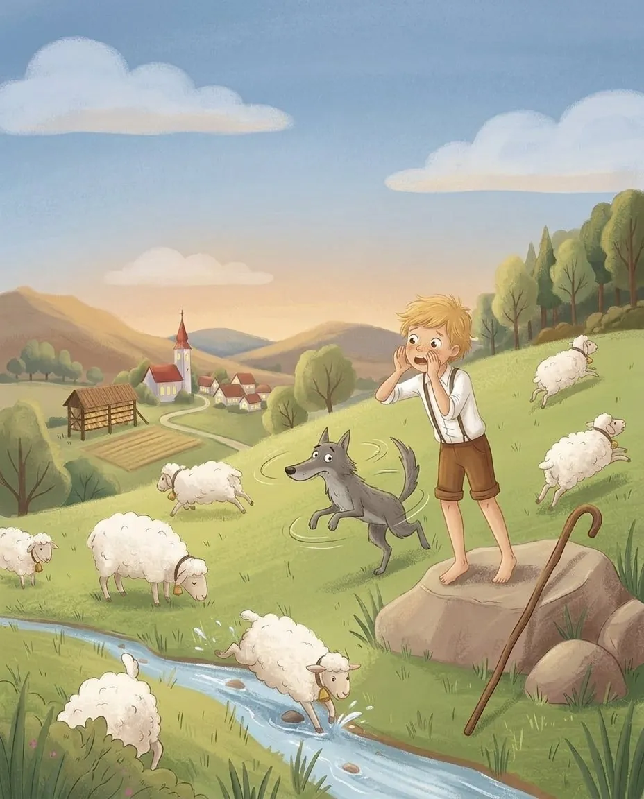 Les moutons s'enfuient dans tous les sens, et le loup leur court après sans savoir où donner de la tête